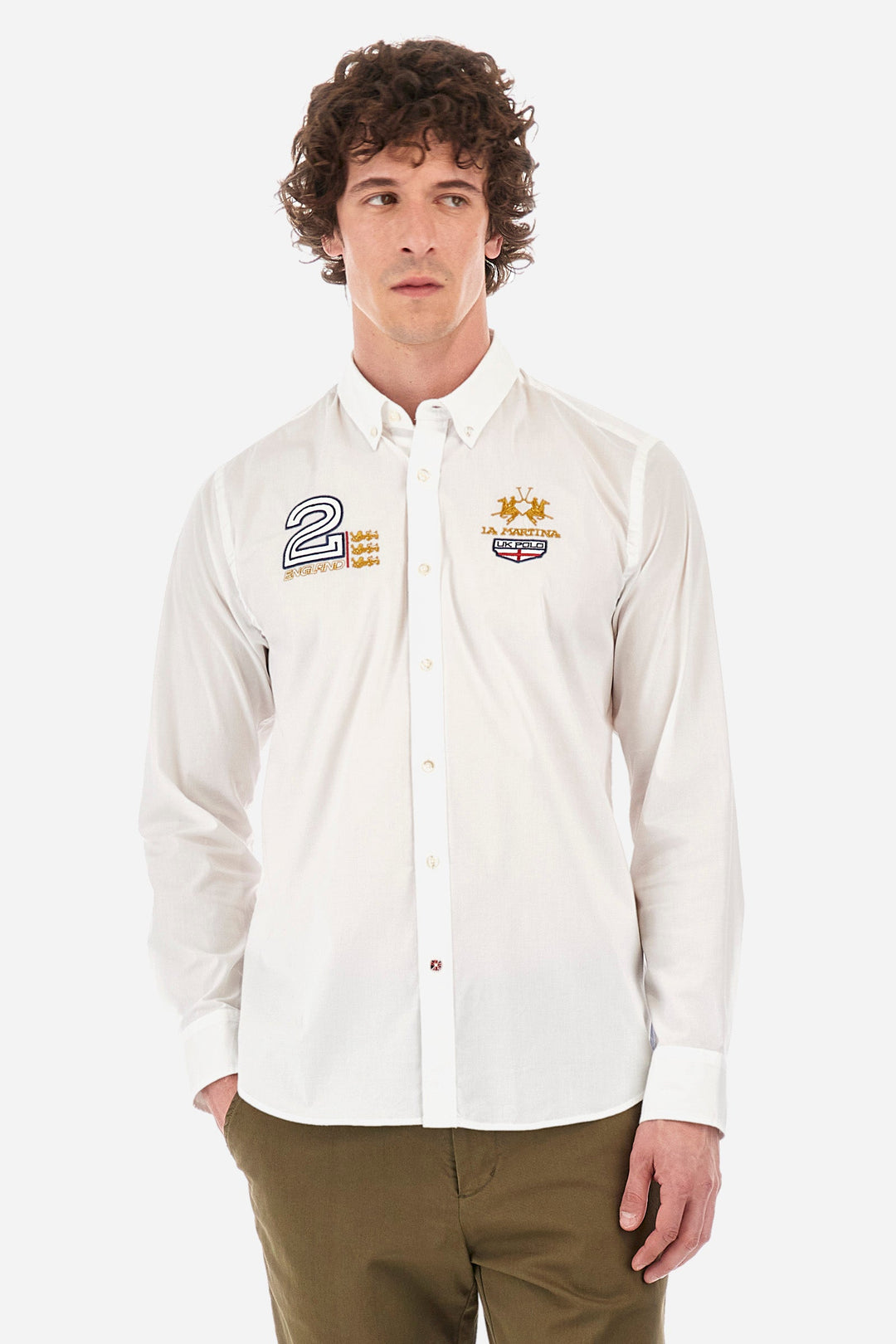 La Martina Regular Fit Casual Shirts in Cotton Mix -  YMC307-PP483- Concorde Fashion#color_white-00001