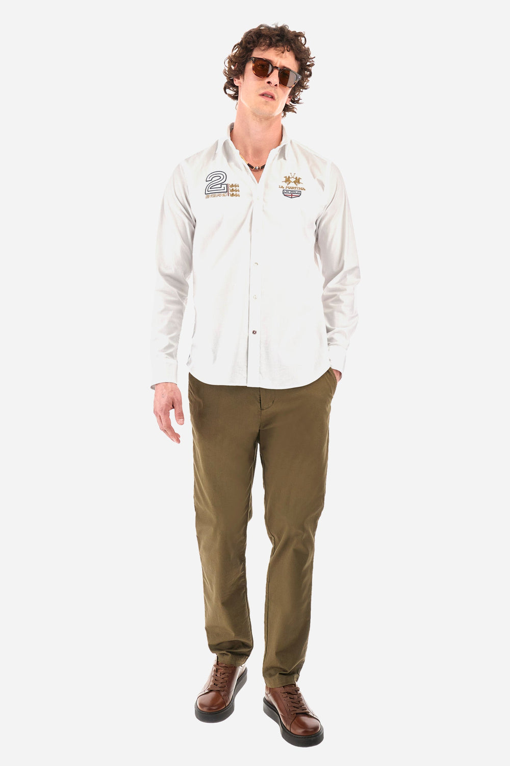 La Martina Regular Fit Casual Shirts in Cotton Mix -  YMC307-PP483- Concorde Fashion#color_white-00001