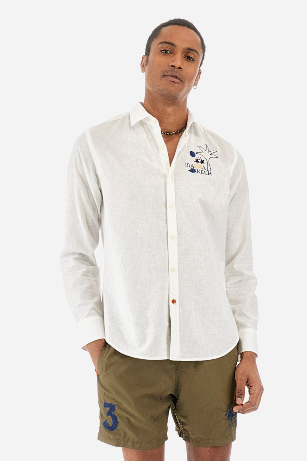 La Martina Regular Fit Casual Shirts in Cotton Mix -  YMC311-TL072- Concorde Fashion#color_white-00001