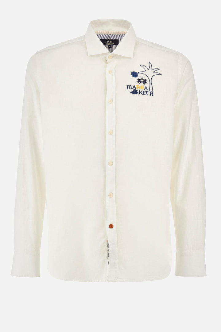 La Martina Regular Fit Casual Shirts in Cotton Mix -  YMC311-TL072- Concorde Fashion#color_white-00001