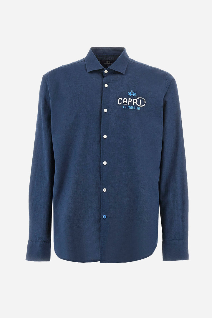 La Martina Regular Fit Casual Shirts in Cotton Mix -  YMC312-TL072- Concorde Fashion#color_navy-07017