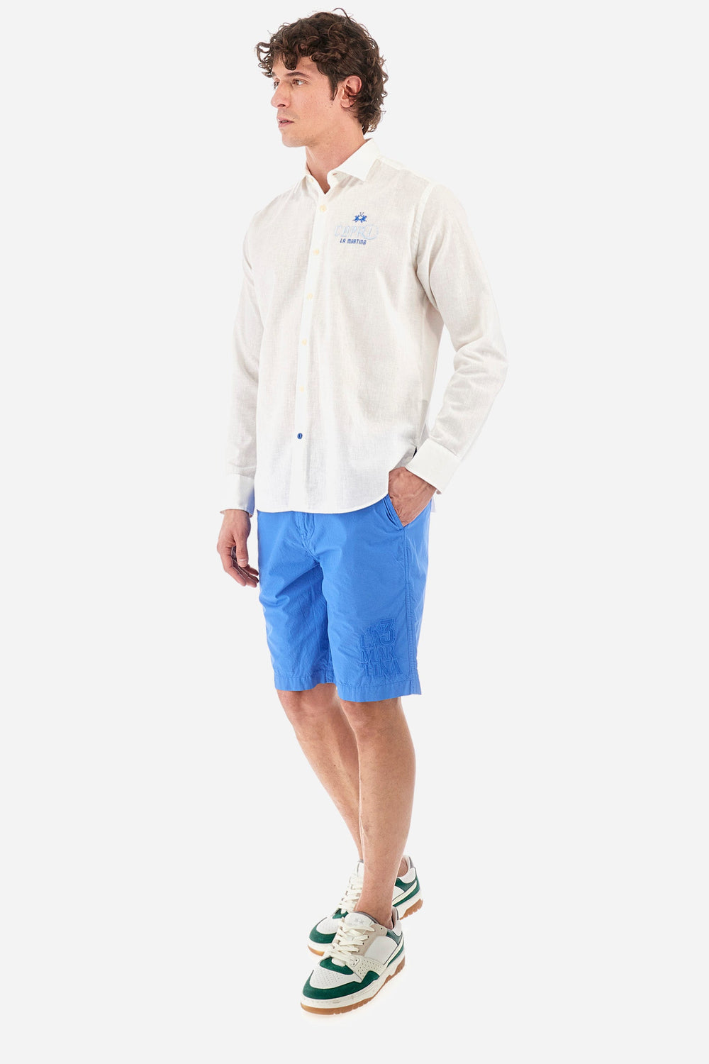 La Martina Regular Fit Casual Shirts in Cotton Mix -  YMC312-TL072- Concorde Fashion#color_white-00001