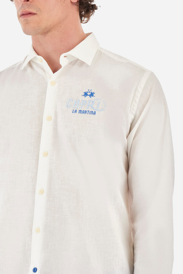 La Martina Regular Fit Casual Shirts in Cotton Mix -  YMC312-TL072- Concorde Fashion#color_white-00001