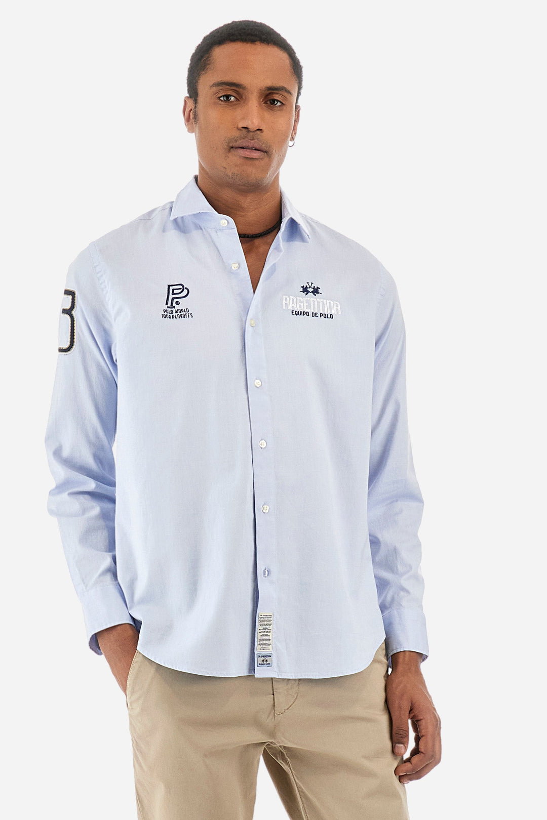 La Martina Comfirt Fit Casual Shirts in Cotton -  YMC601-OX077- Concorde Fashion#color_blue-07032