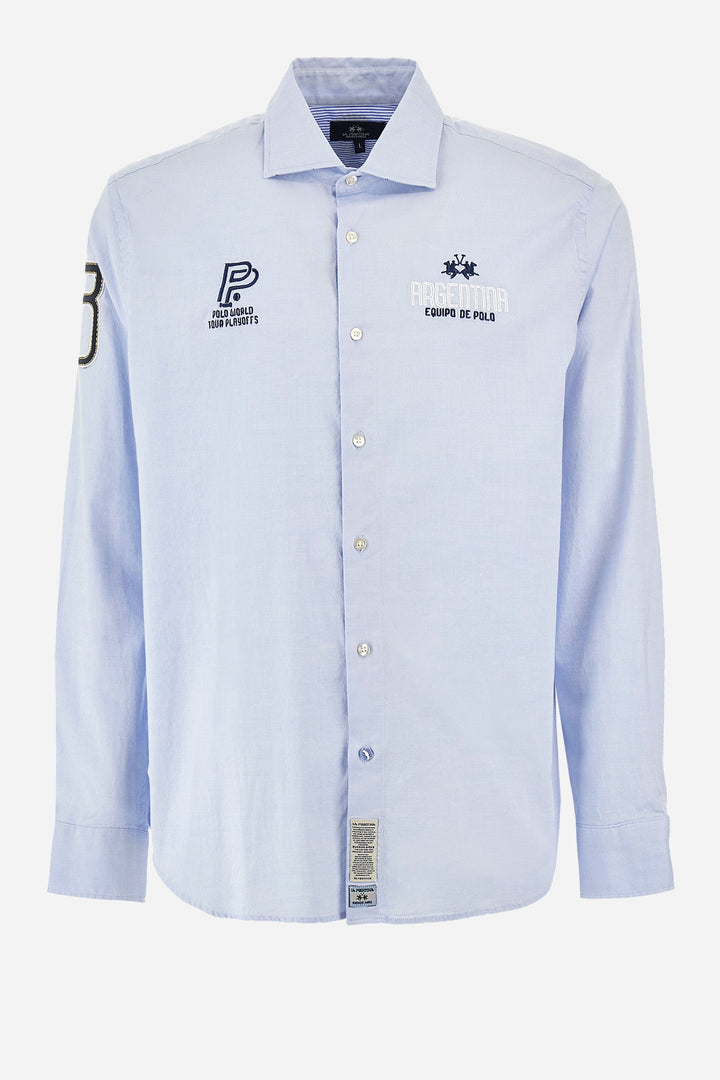 La Martina Comfirt Fit Casual Shirts in Cotton -  YMC601-OX077- Concorde Fashion#color_blue-07032