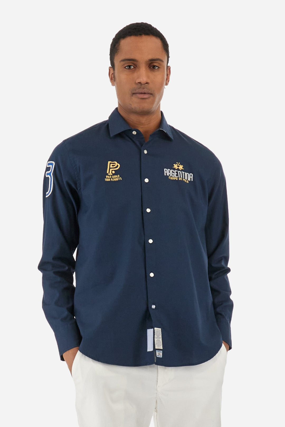 La Martina Comfirt Fit Casual Shirts in Cotton -  YMC601-OX077- Concorde Fashion#color_navy-07017