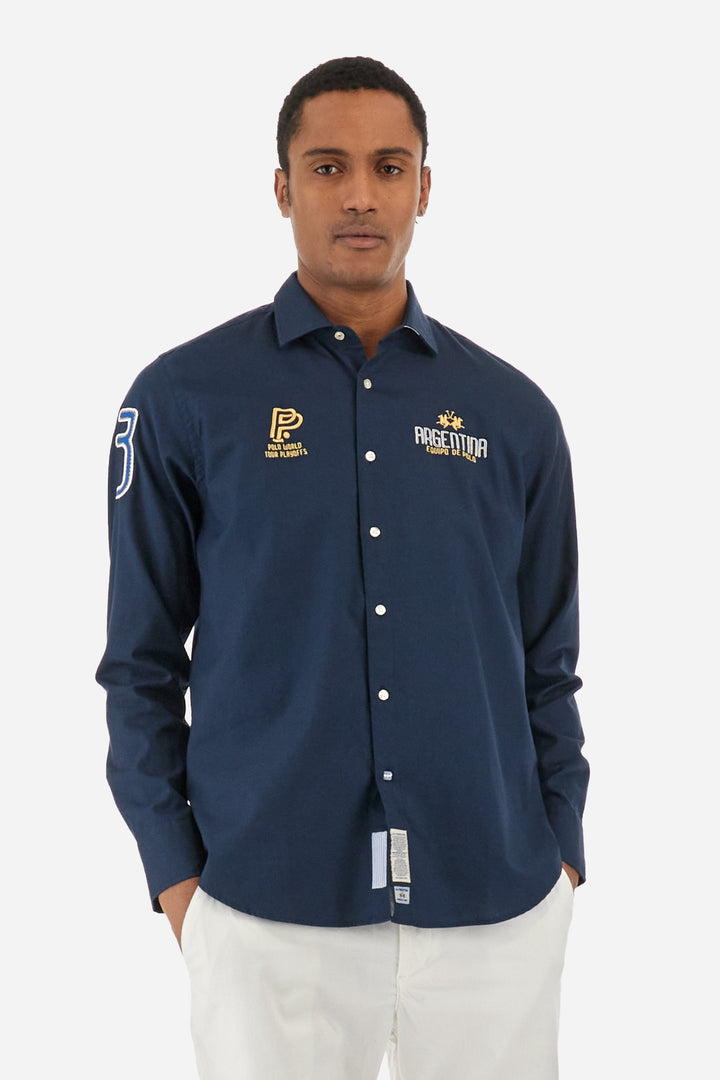 La Martina Comfirt Fit Casual Shirts in Cotton -  YMC601-OX077- Concorde Fashion#color_navy-07017