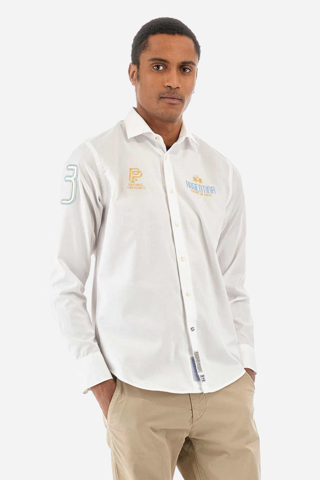 La Martina Comfirt Fit Casual Shirts in Cotton -  YMC601-OX077- Concorde Fashion#color_white-00001
