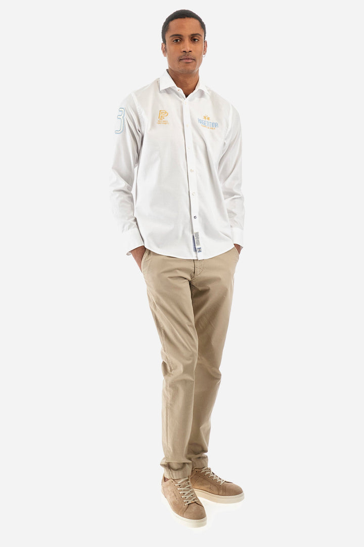 La Martina Comfirt Fit Casual Shirts in Cotton -  YMC601-OX077- Concorde Fashion#color_white-00001