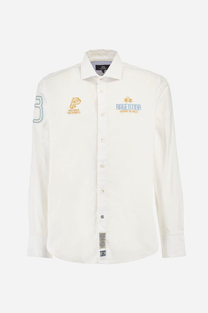 La Martina Comfirt Fit Casual Shirts in Cotton -  YMC601-OX077- Concorde Fashion#color_white-00001