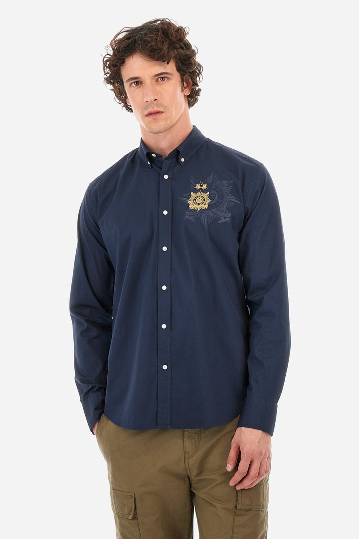 La Martina Regular Fit Casual Shirts in Cotton Mix -  YMCG01-PP483- Concorde Fashion#color_navy-07017