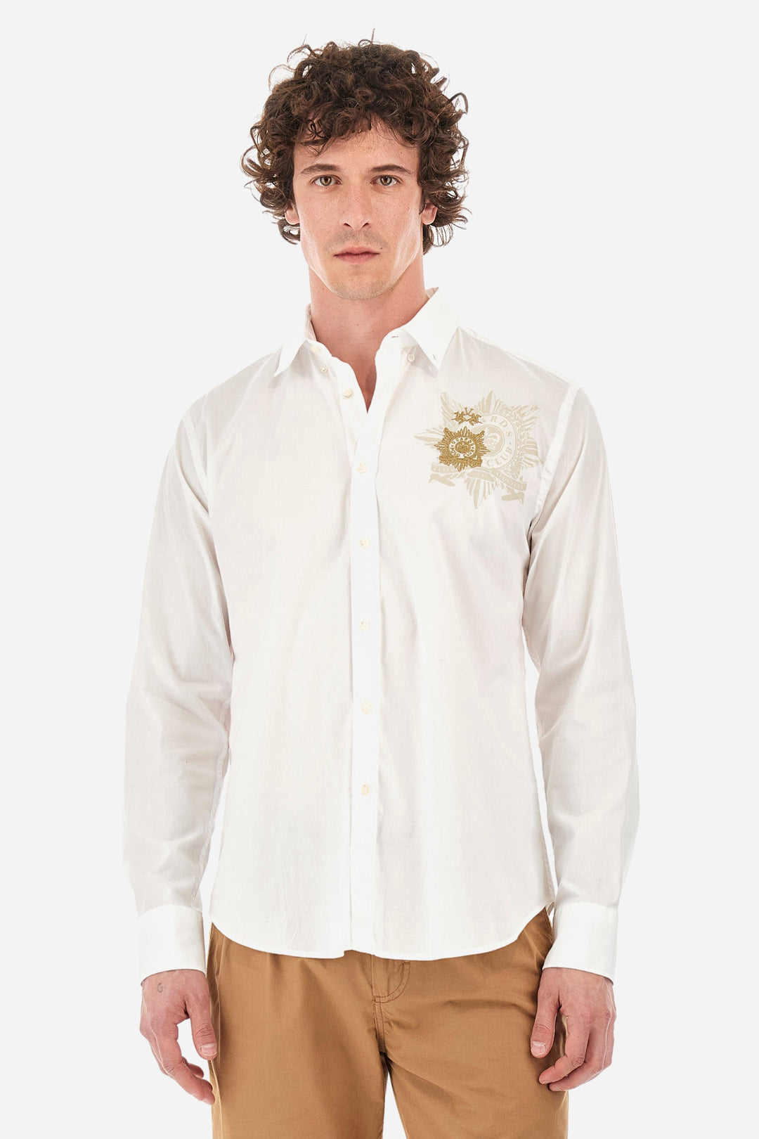 La Martina Regular Fit Casual Shirts in Cotton Mix -  YMCG01-PP483- Concorde Fashion#color_white-00001