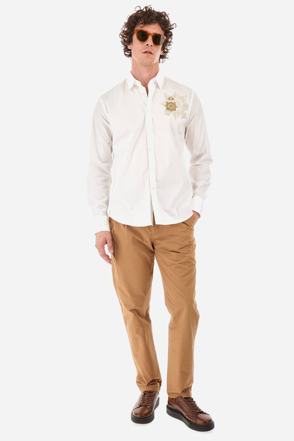 La Martina Regular Fit Casual Shirts in Cotton Mix -  YMCG01-PP483- Concorde Fashion#color_white-00001