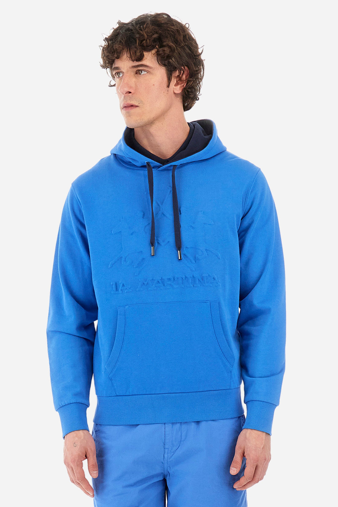 La Martina Regular Fit Hoodies in Cotton -  YMF010-FP568- Concorde Fashion#color_blue-07205