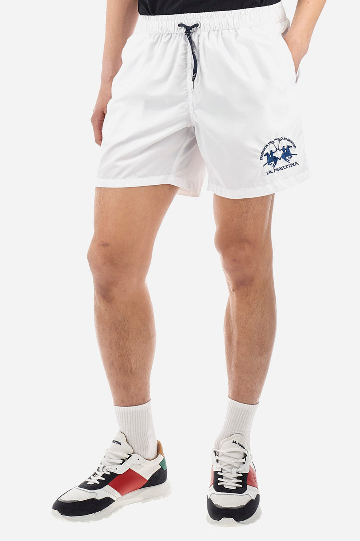 La Martina Regular Fit Shorts in Polyester -  YMM001-PA023- Concorde Fashion#color_white-00001