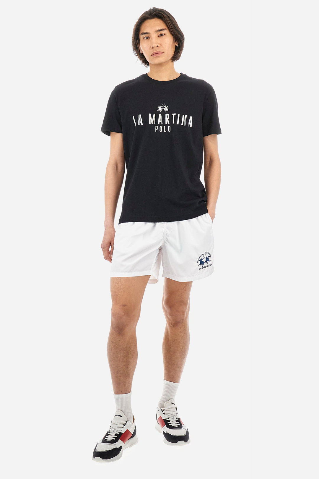 La Martina Regular Fit Shorts in Polyester -  YMM001-PA023- Concorde Fashion#color_white-00001