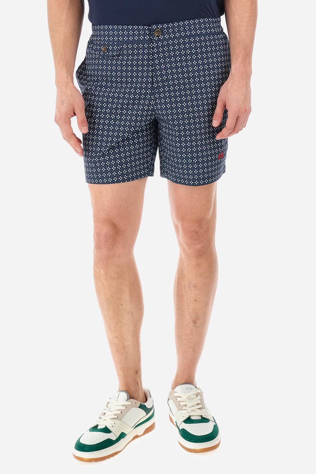 La Martina Regular Fit Shorts in Polyester -  YMM003-PL035- Concorde Fashion#color_navy-f7421