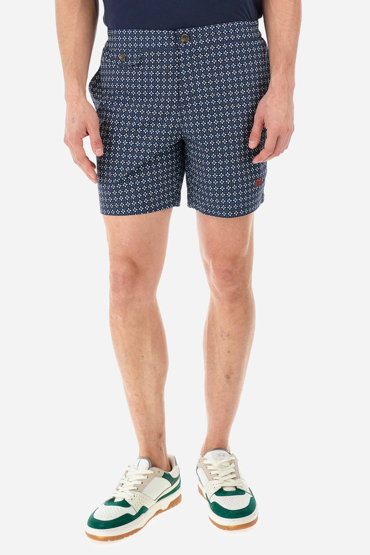 La Martina Regular Fit Shorts in Polyester -  YMM003-PL035- Concorde Fashion#color_navy-f7421