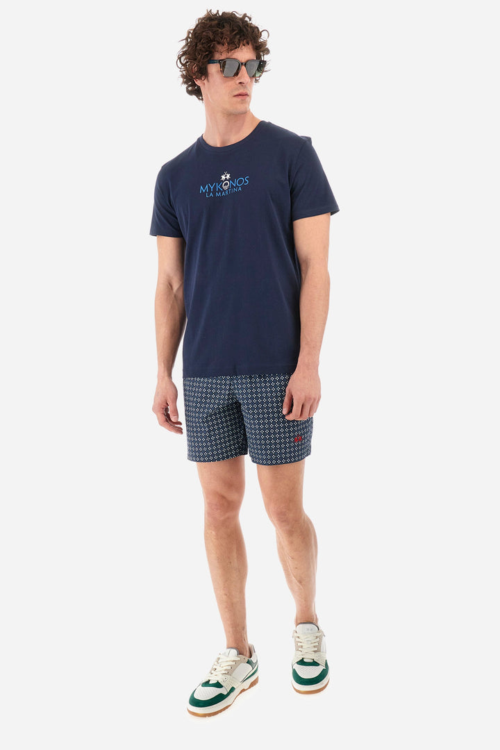 La Martina Regular Fit Shorts in Polyester -  YMM003-PL035- Concorde Fashion#color_navy-f7421
