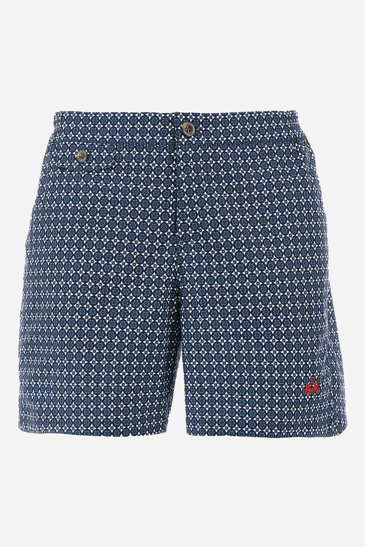 La Martina Regular Fit Shorts in Polyester -  YMM003-PL035- Concorde Fashion#color_navy-f7421