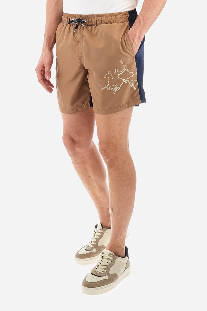 La Martina Regular Fit Shorts in Polyester -  YMM300-PA023- Concorde Fashion#color_brown-b4212