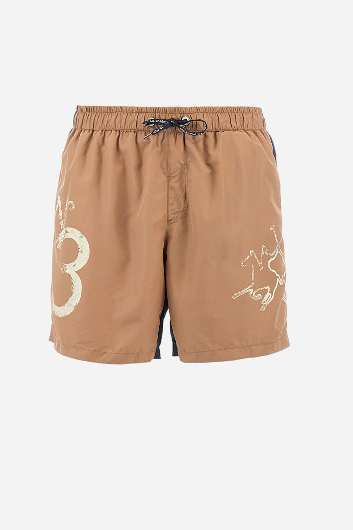 La Martina Regular Fit Shorts in Polyester -  YMM300-PA023- Concorde Fashion#color_brown-b4212