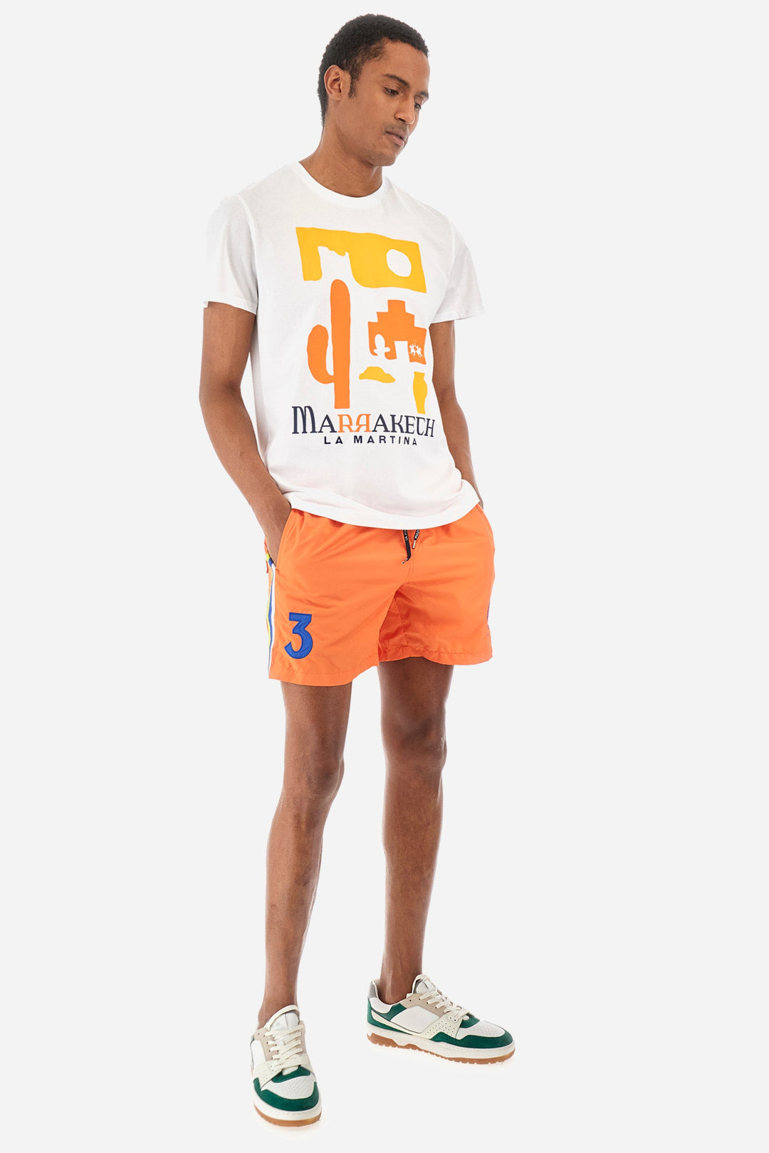 La Martina Regular Fit Shorts in Polyester -  YMM301-PA023- Concorde Fashion#color_orange-02163