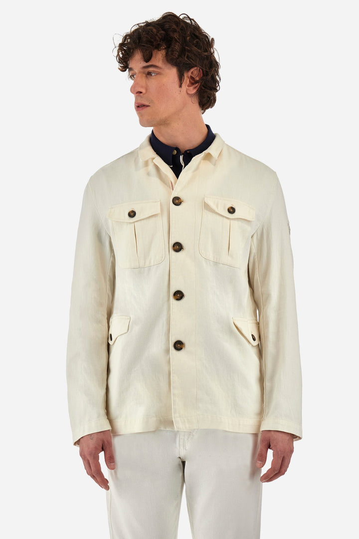 La Martina Regular Fit Casual Jackets in Cotton Mix -  YMO018-TW520- Concorde Fashion#color_white-00002
