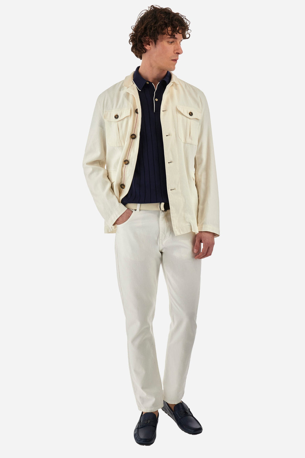 La Martina Regular Fit Casual Jackets in Cotton Mix -  YMO018-TW520- Concorde Fashion#color_white-00002