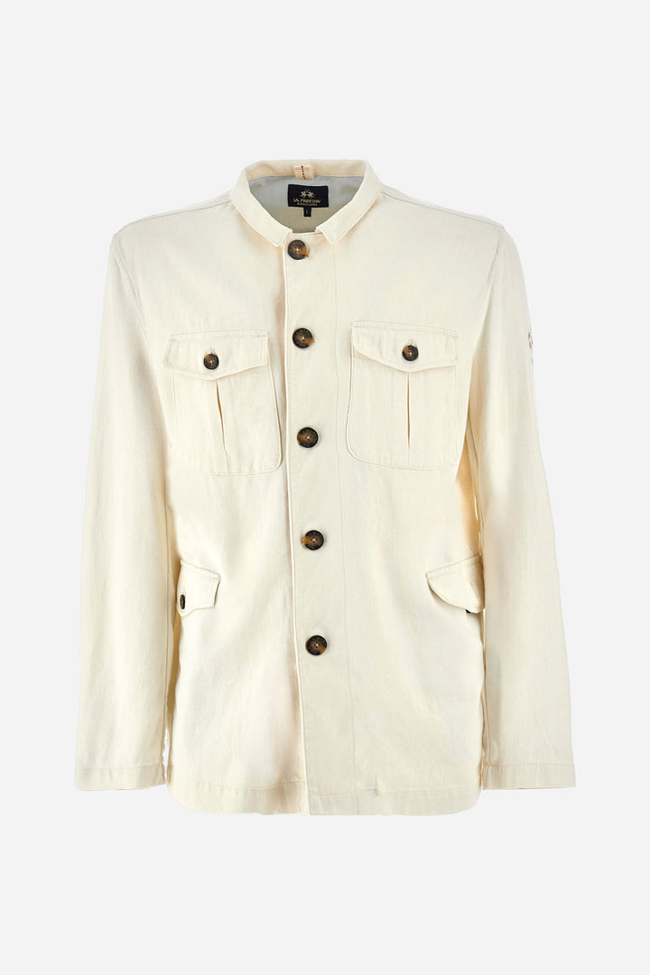 La Martina Regular Fit Casual Jackets in Cotton Mix -  YMO018-TW520- Concorde Fashion#color_white-00002