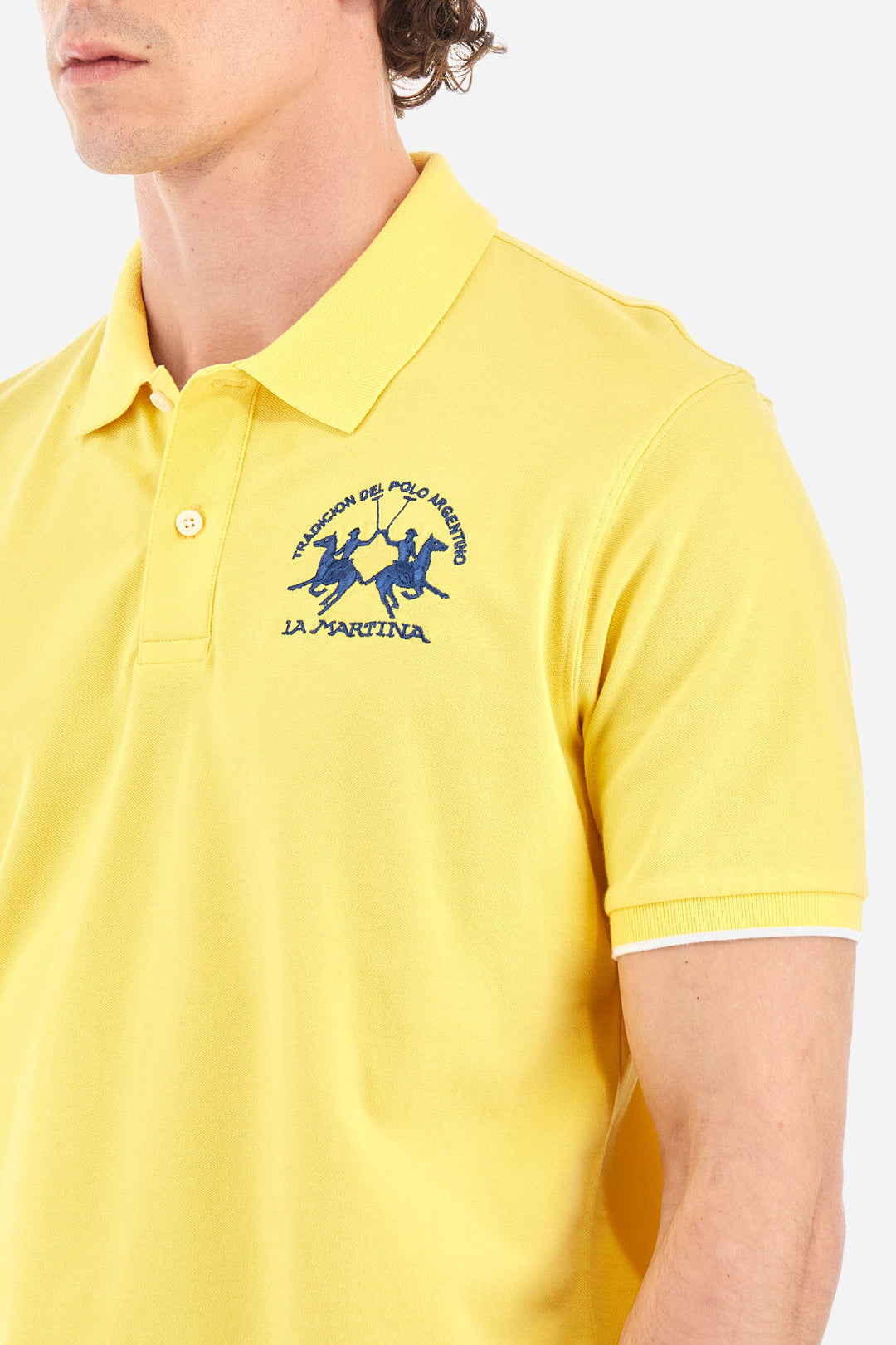 La Martina Regular Fit Polos in Cotton Mix -  YMP001-PK001- Concorde Fashion#color_gold-02101