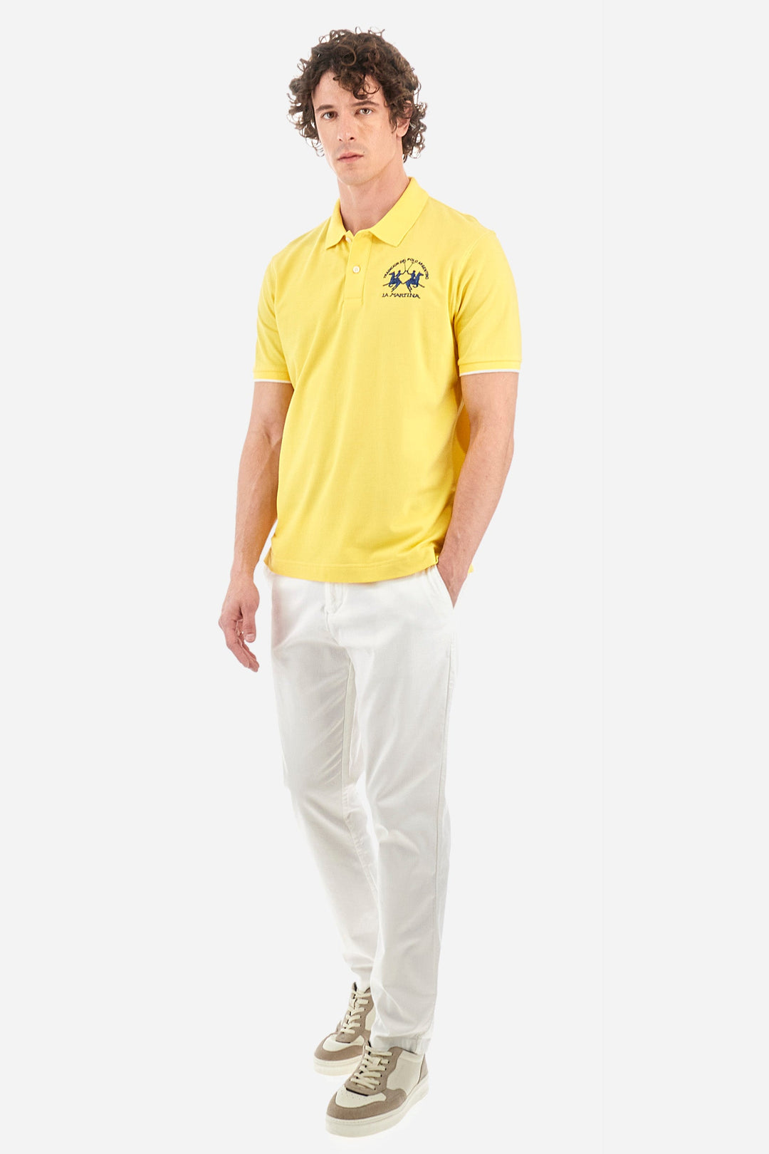 La Martina Regular Fit Polos in Cotton Mix -  YMP001-PK001- Concorde Fashion#color_gold-02101