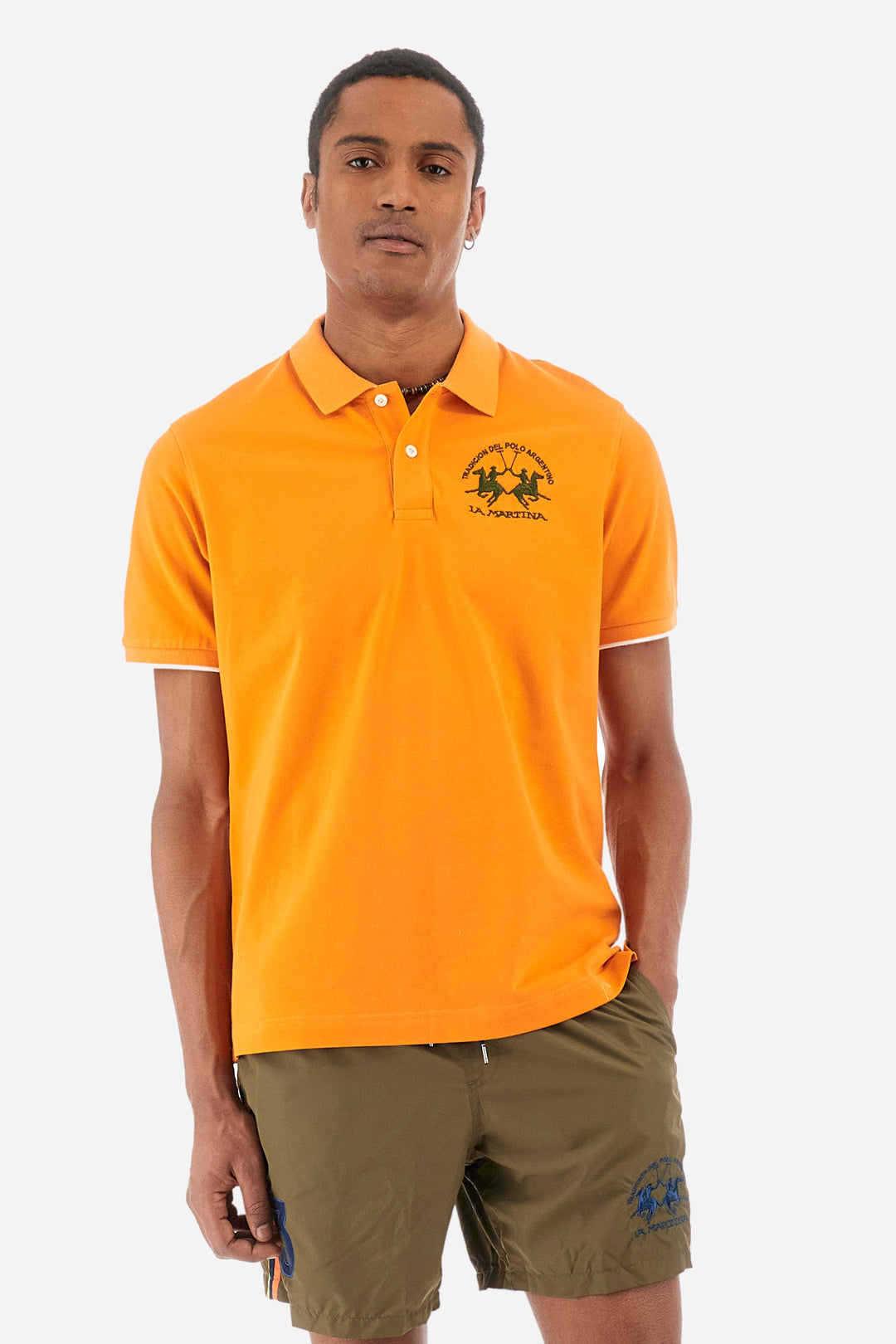 La Martina Regular Fit Polos in Cotton Mix -  YMP001-PK001- Concorde Fashion#color_orange-02163