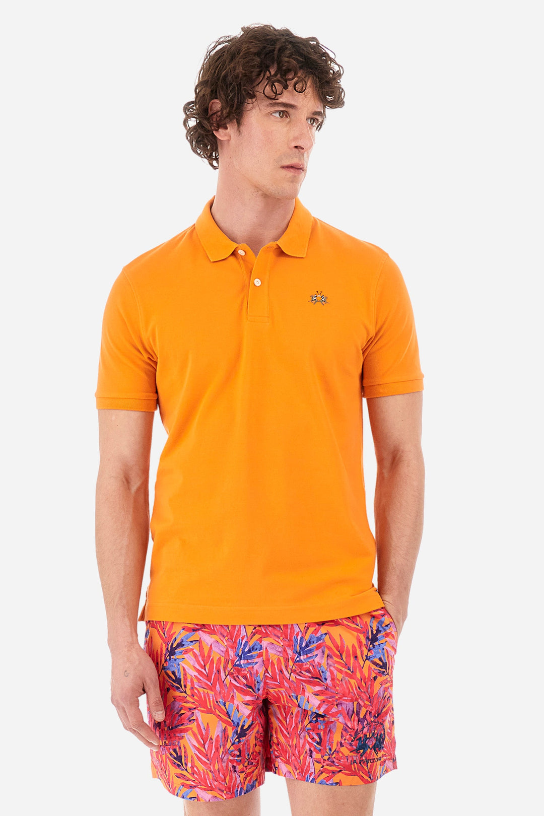 La Martina Regular Fit Polos in Cotton Mix -  YMP002-PK001- Concorde Fashion#color_orange-02163