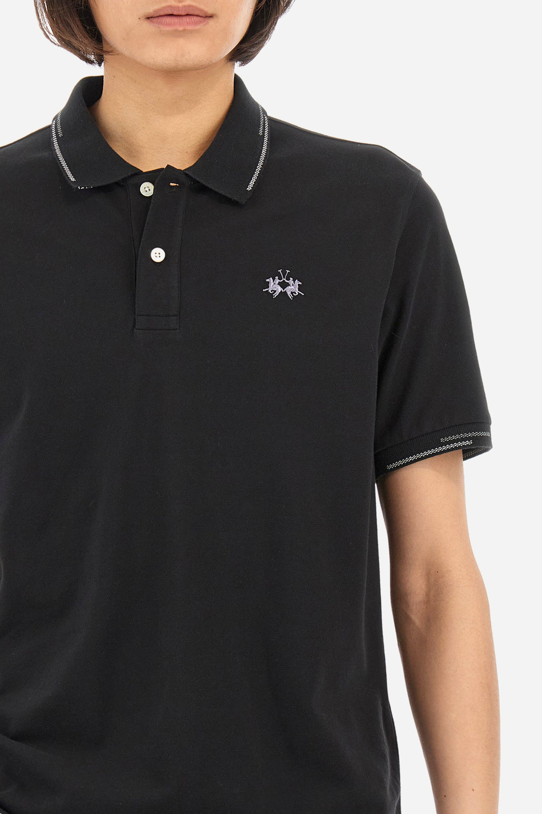 La Martina Regular Fit Polos in Cotton Mix -  YMP007-PK001- Concorde Fashion#color_black-09999