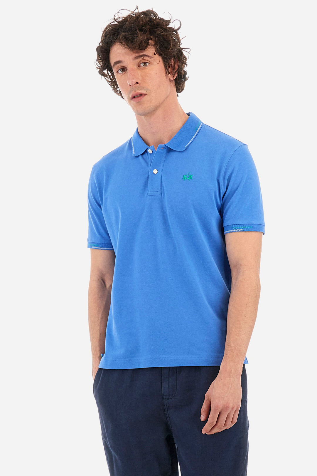 La Martina Regular Fit Polos in Cotton Mix -  YMP007-PK001- Concorde Fashion#color_blue-07205
