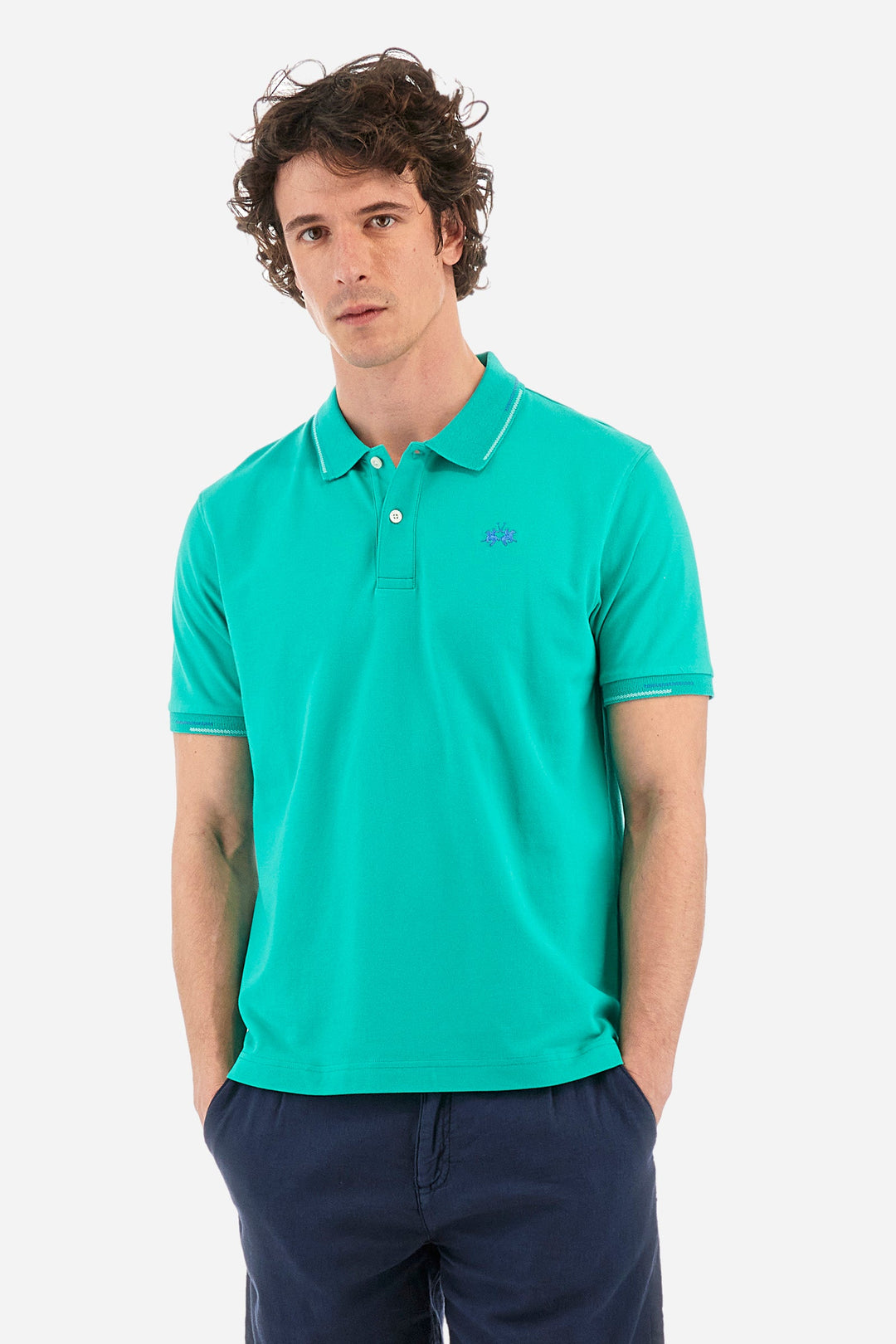 La Martina Regular Fit Polos in Cotton Mix -  YMP007-PK001- Concorde Fashion#color_green-03123