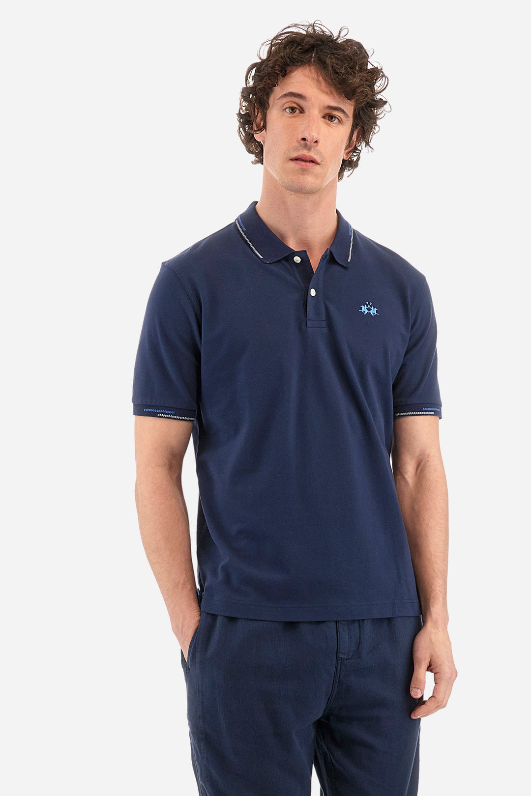 La Martina Regular Fit Polos in Cotton Mix -  YMP007-PK001- Concorde Fashion#color_navy-07017