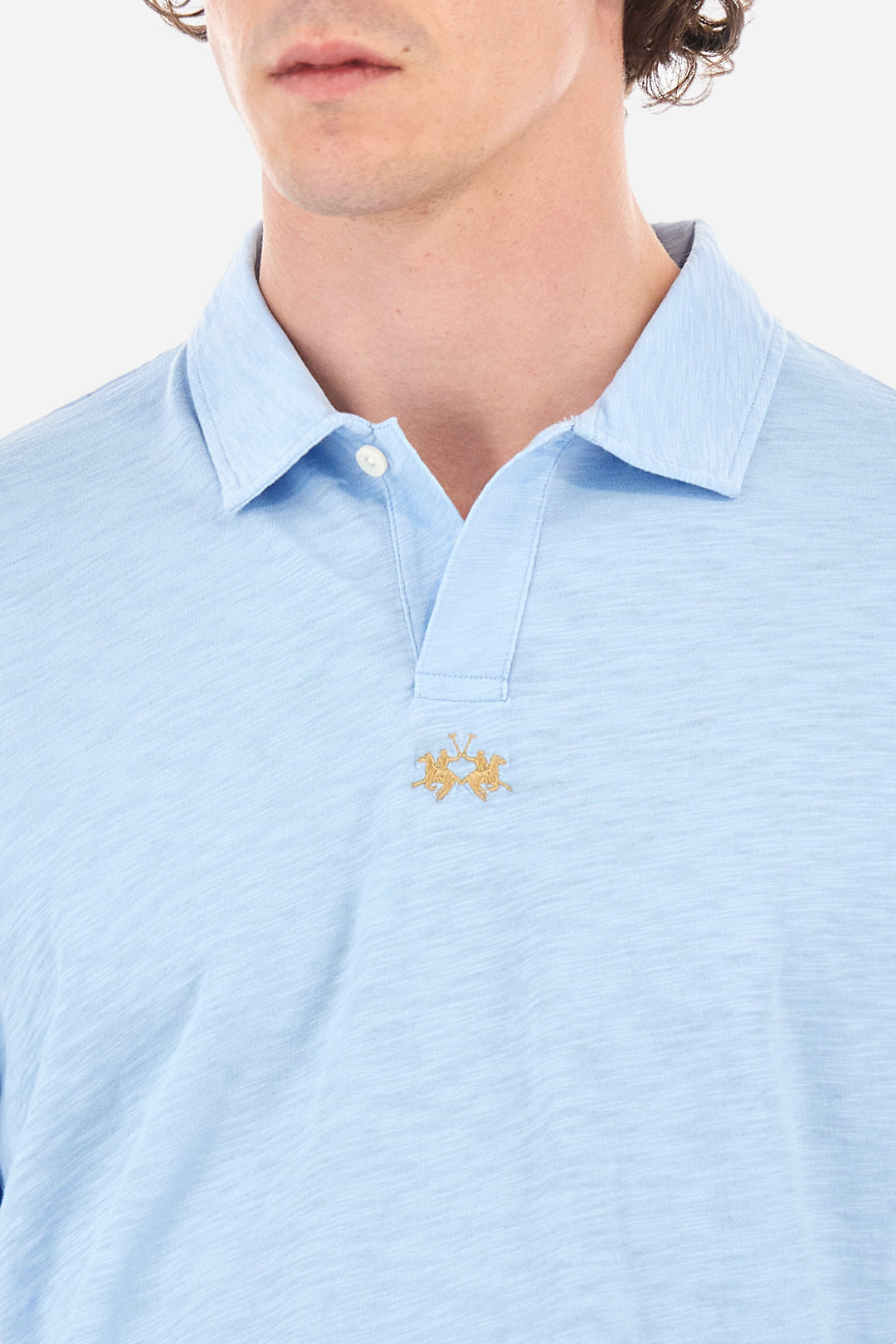 La Martina Regular Fit Polos in Cotton -  YMP018-JS259- Concorde Fashion#color_blue-07003