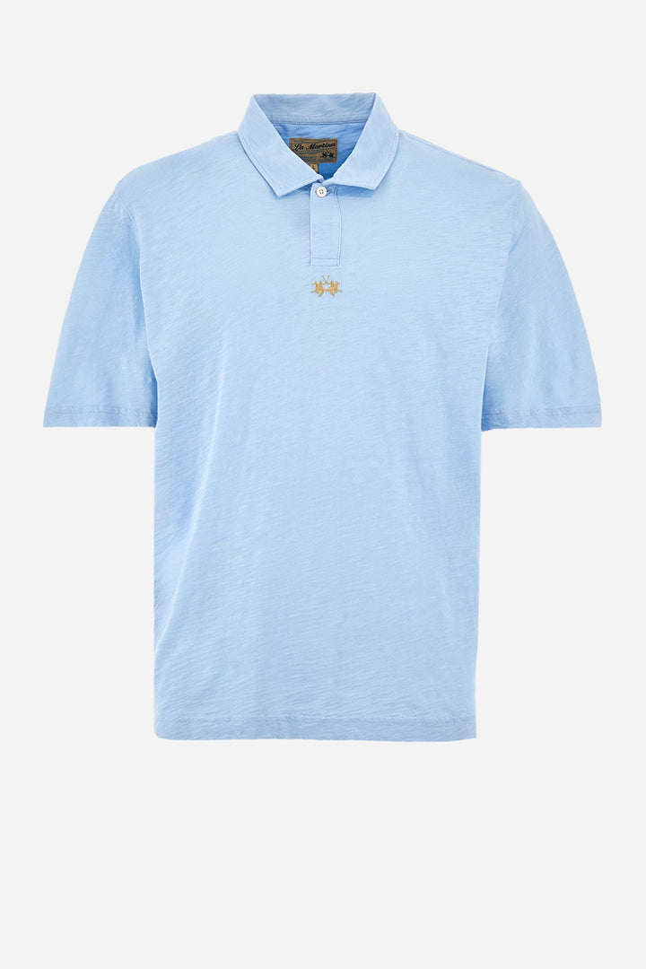 La Martina Regular Fit Polos in Cotton -  YMP018-JS259- Concorde Fashion#color_blue-07003