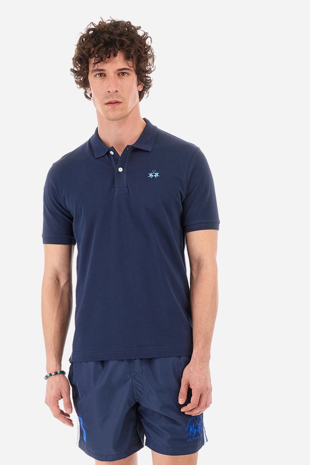 La Martina Regular Fit Polos in Cotton Mix -  YMP300-PK001- Concorde Fashion#color_navy-07017