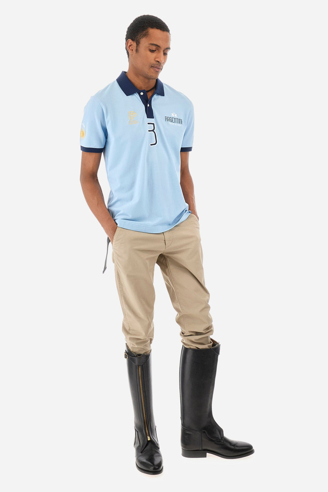 La Martina Regular Fit Polos in Cotton Mix -  YMP305-PK001- Concorde Fashion#color_blue-07003