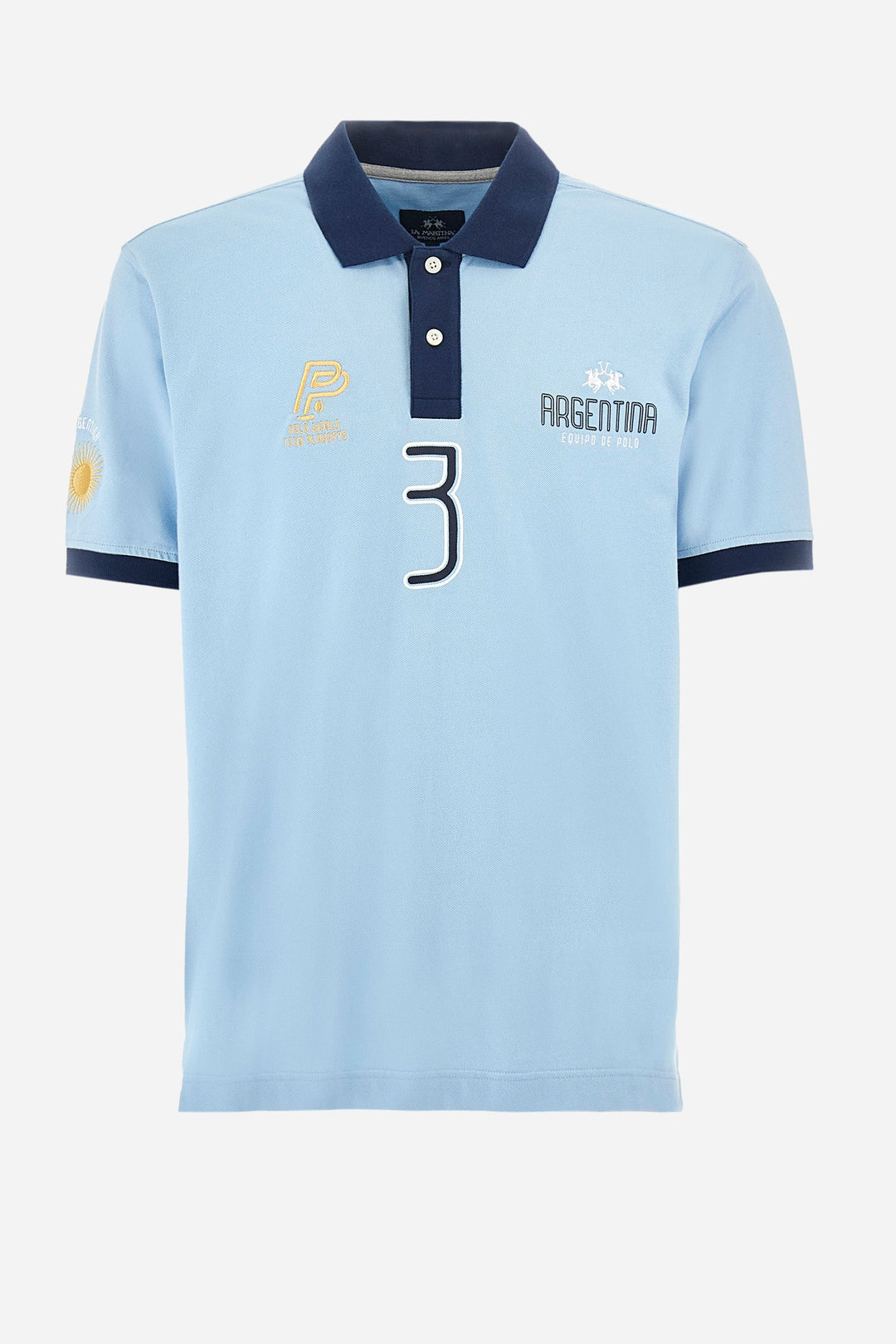 La Martina Regular Fit Polos in Cotton Mix -  YMP305-PK001- Concorde Fashion#color_blue-07003