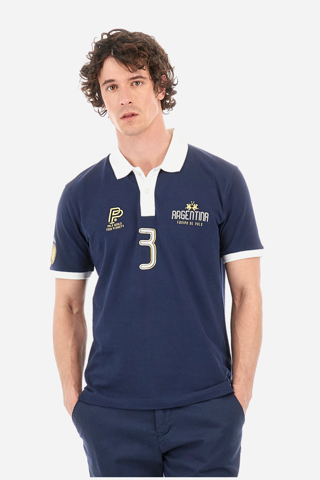 La Martina Regular Fit Polos in Cotton Mix -  YMP305-PK001- Concorde Fashion#color_navy-07017
