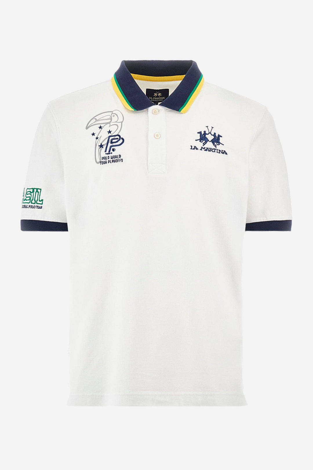 La Martina Regular Fit Polos in Cotton Mix -  YMP308-PK001- Concorde Fashion#color_white-00001