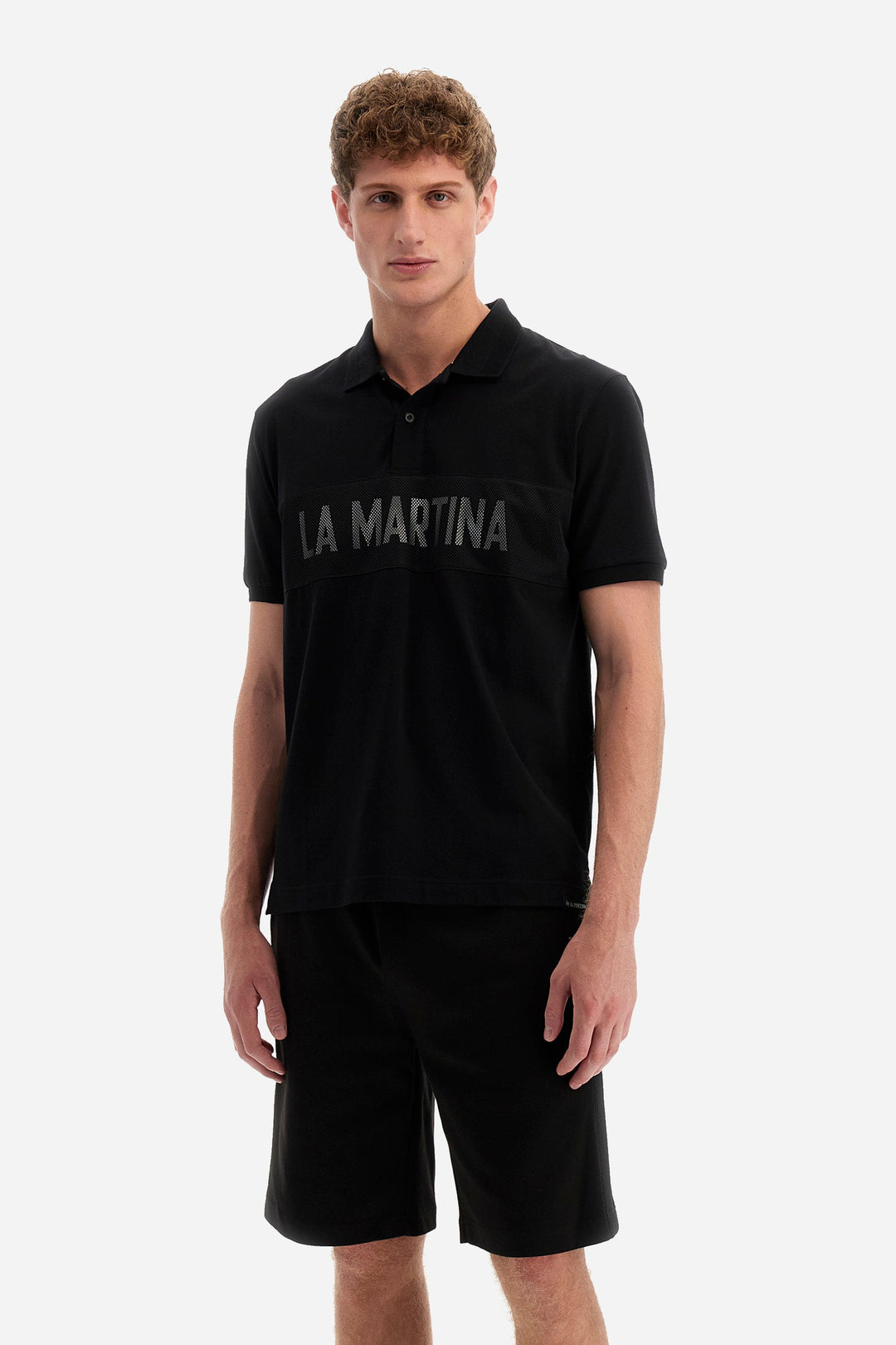 La Martina Regular Fit Polos in Cotton Mix -  YMP310-JS324- Concorde Fashion#color_black-09999