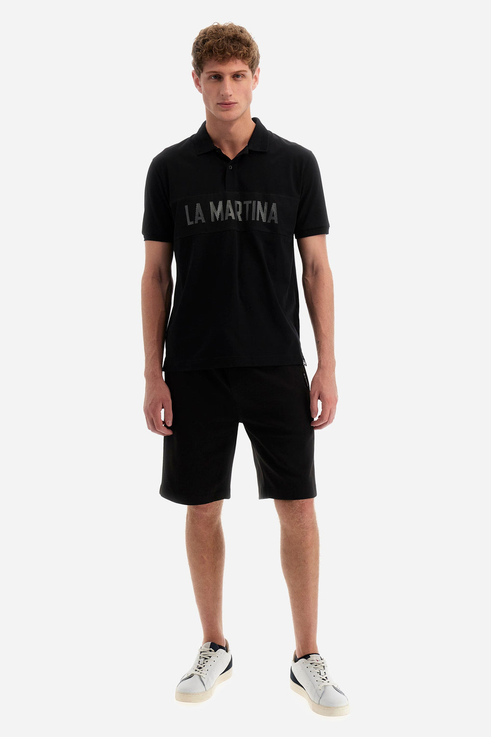 La Martina Regular Fit Polos in Cotton Mix -  YMP310-JS324- Concorde Fashion#color_black-09999