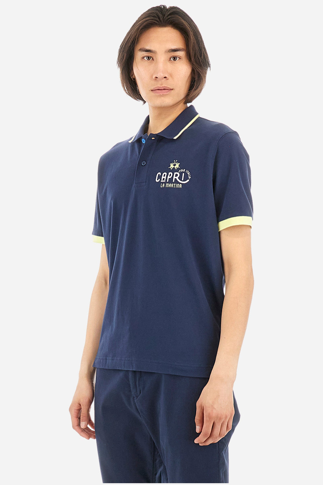 La Martina Regular Fit Polos in Cotton Mix -  YMP314-PK001- Concorde Fashion#color_navy-07017