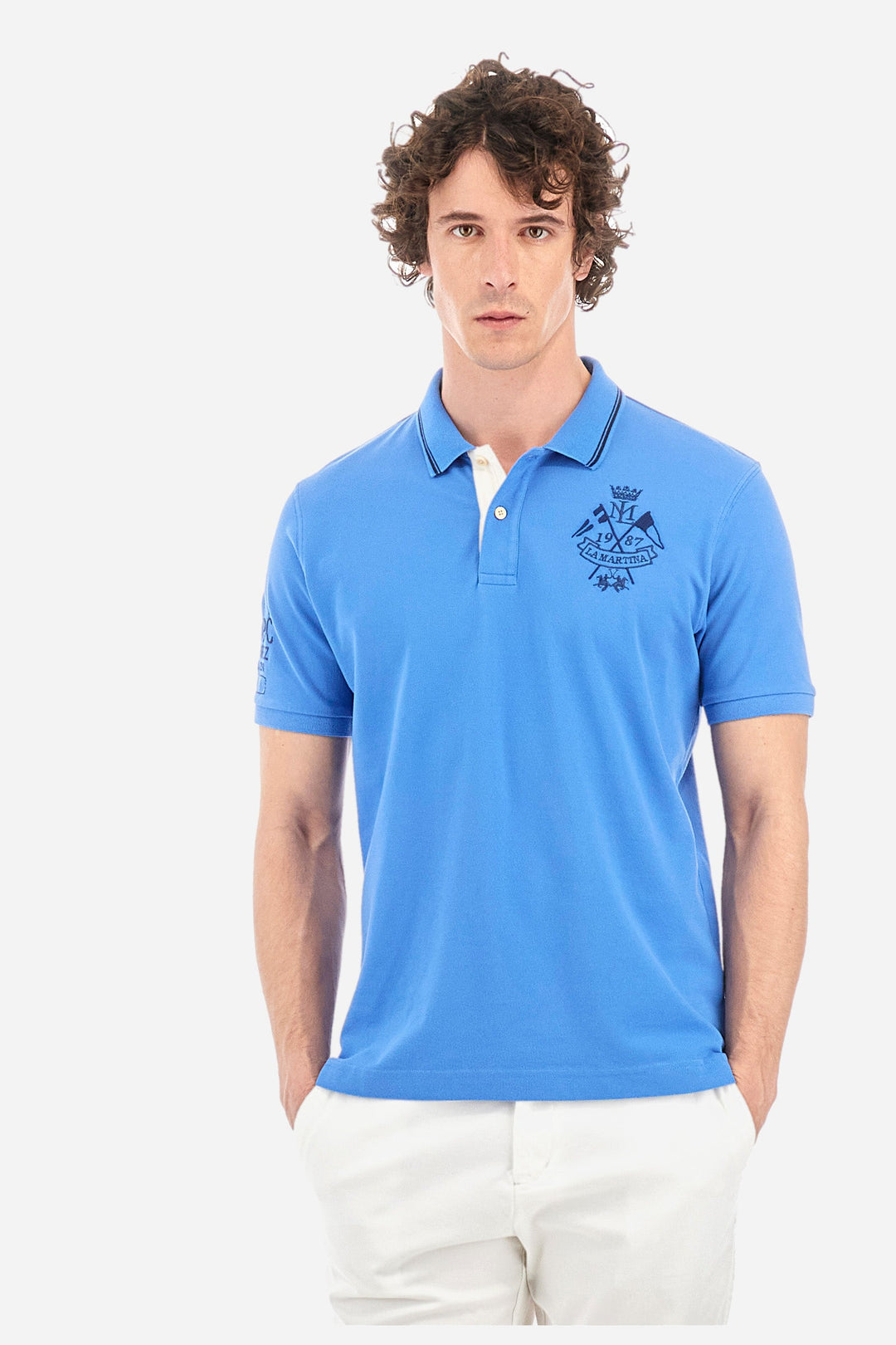 La Martina Regular Fit Polos in Cotton Mix -  YMP316-PK001- Concorde Fashion#color_blue-07205