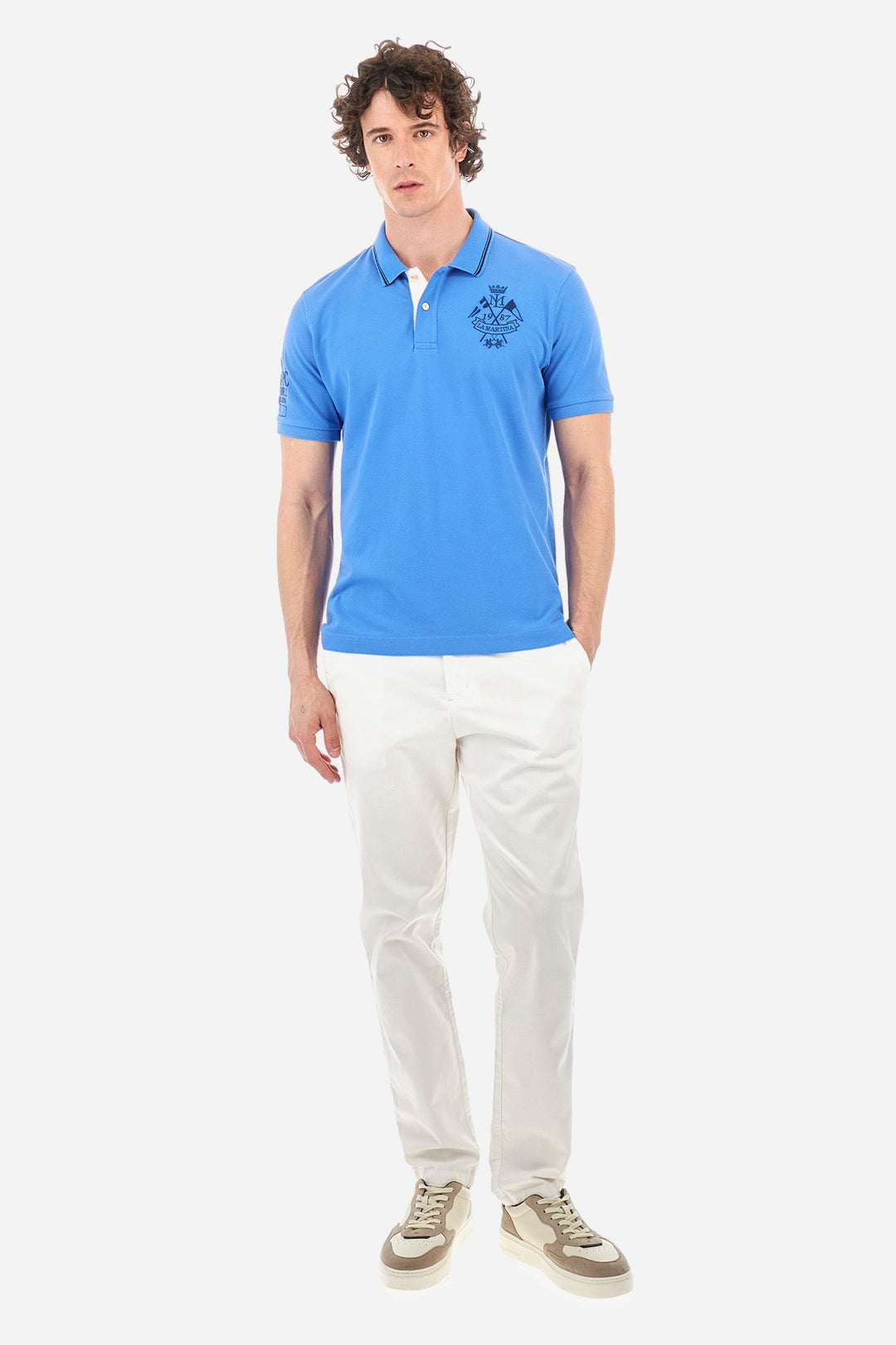 La Martina Regular Fit Polos in Cotton Mix -  YMP316-PK001- Concorde Fashion#color_blue-07205